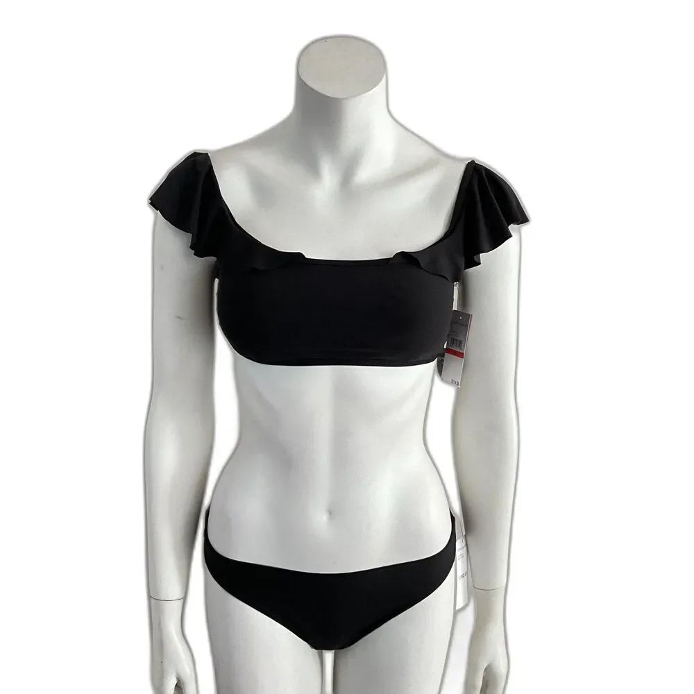 Vince Camuto 2 Piece Ruffle Bandeau Bikini Off Shoulder Swimsuit XS